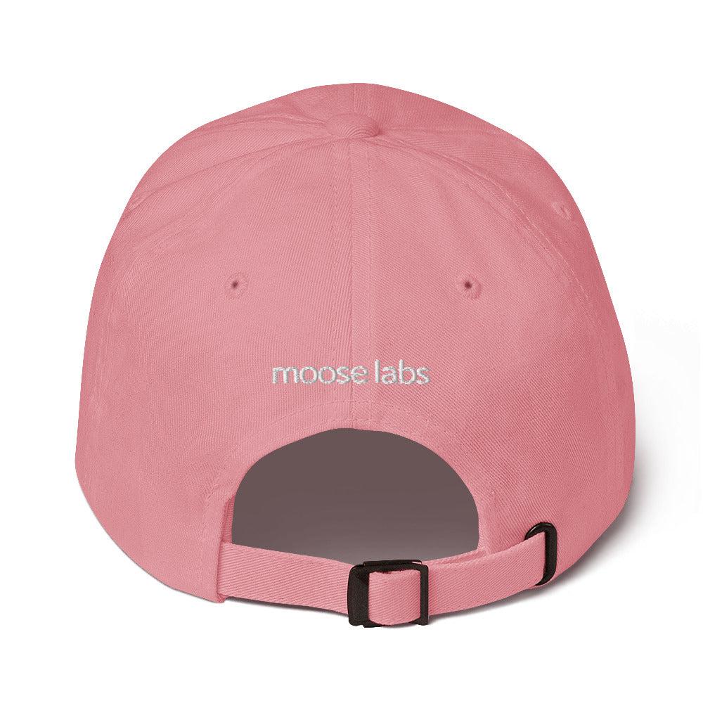 mouthpeace pink dad hat back